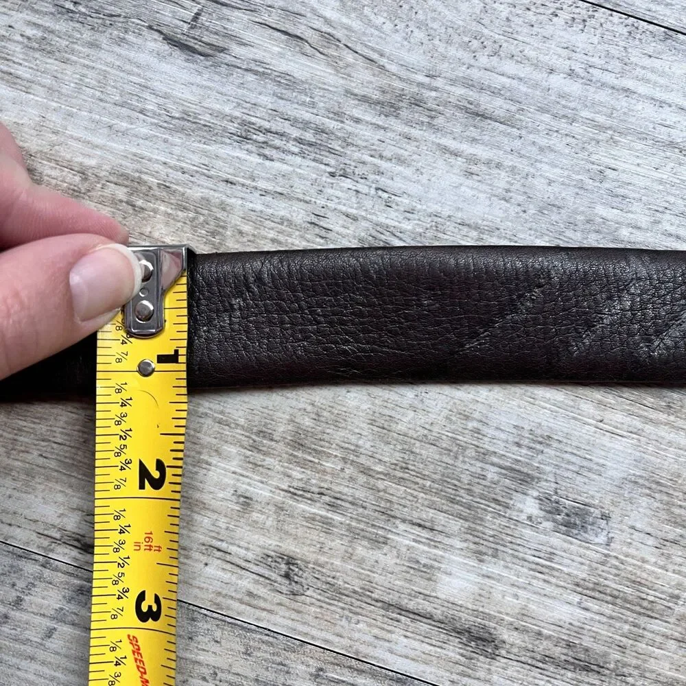 Kenneth Cole Brown Leather Belt Size 30 Gold Buckle Classic Minimalist Old Money